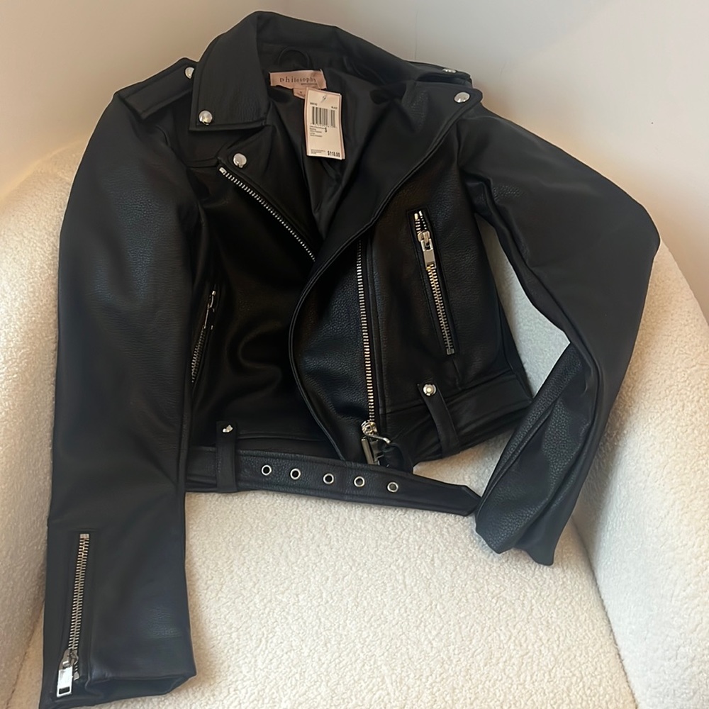 NWT Philosophy Cropped Leather Jacket